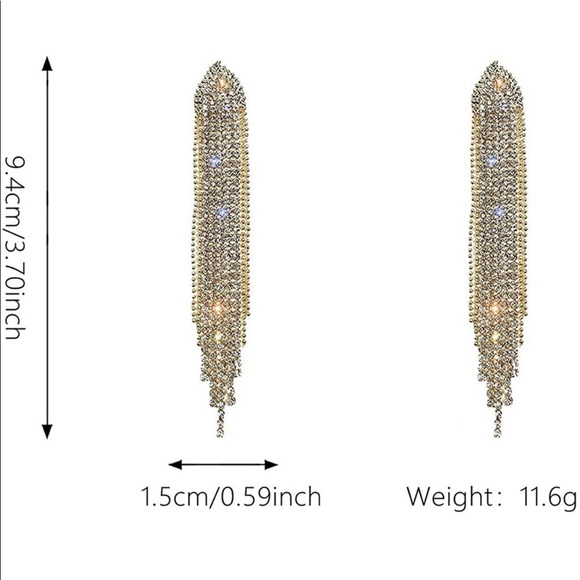 Gold Rhinestone Crystal Drop Chandelier Earrings - Picture 4 of 6